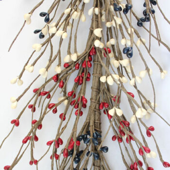 Red, blue, and white pip berry garland