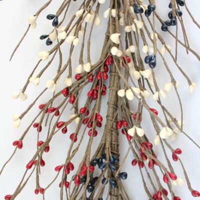 EV-1005R - Red, blue, and white pip berry garland