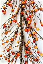 EV-44R - Orange berries garland for fall, autumn, and Thanksgiving