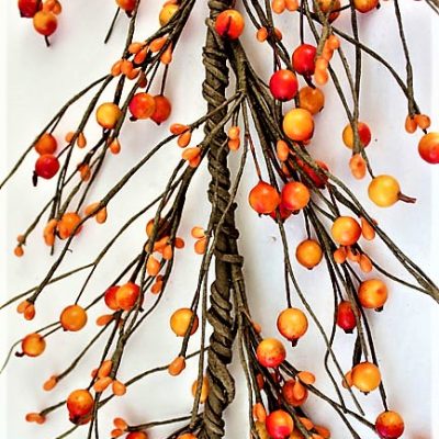 EV-44R - Orange berries garland for fall, autumn, and Thanksgiving