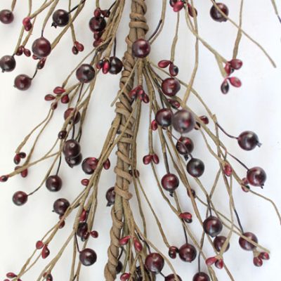 EV-45R - Burgundy berries garland for Fall, Autumn, and Thanksgiving