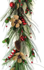 EV-38G - Red Berry Christmas Garland with Green Pine