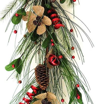 EV-38G - Red Berry Christmas Garland with Green Pine