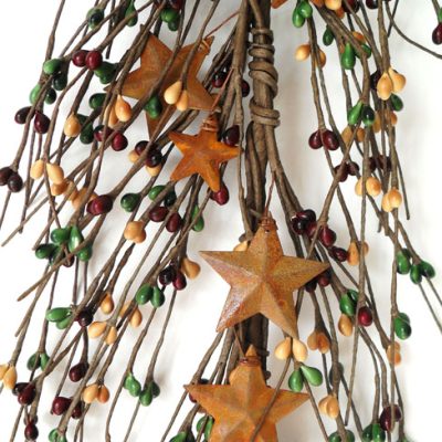 EV-027 - Mustard, burgundy, and green berry with rusty stars garland