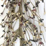 Black tan and burgundy pip berry garland for primitive farmhouse, fall, and Thanksgiving decorating