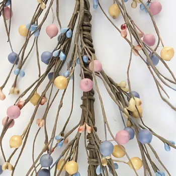 Blue, peach, and yellow pip berry garland for farmhouse home décor