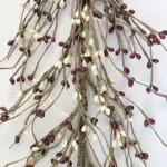 Burgundy and cream pip berry garland for farmhouse, primitive country, fall, and Thanksgiving decorating