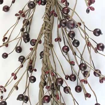 Burgundy pip berry garland for primitive farmhouse fall and country home decor