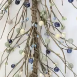 Cream green blue gray pip berry garland for farmhouse and primitive home decor
