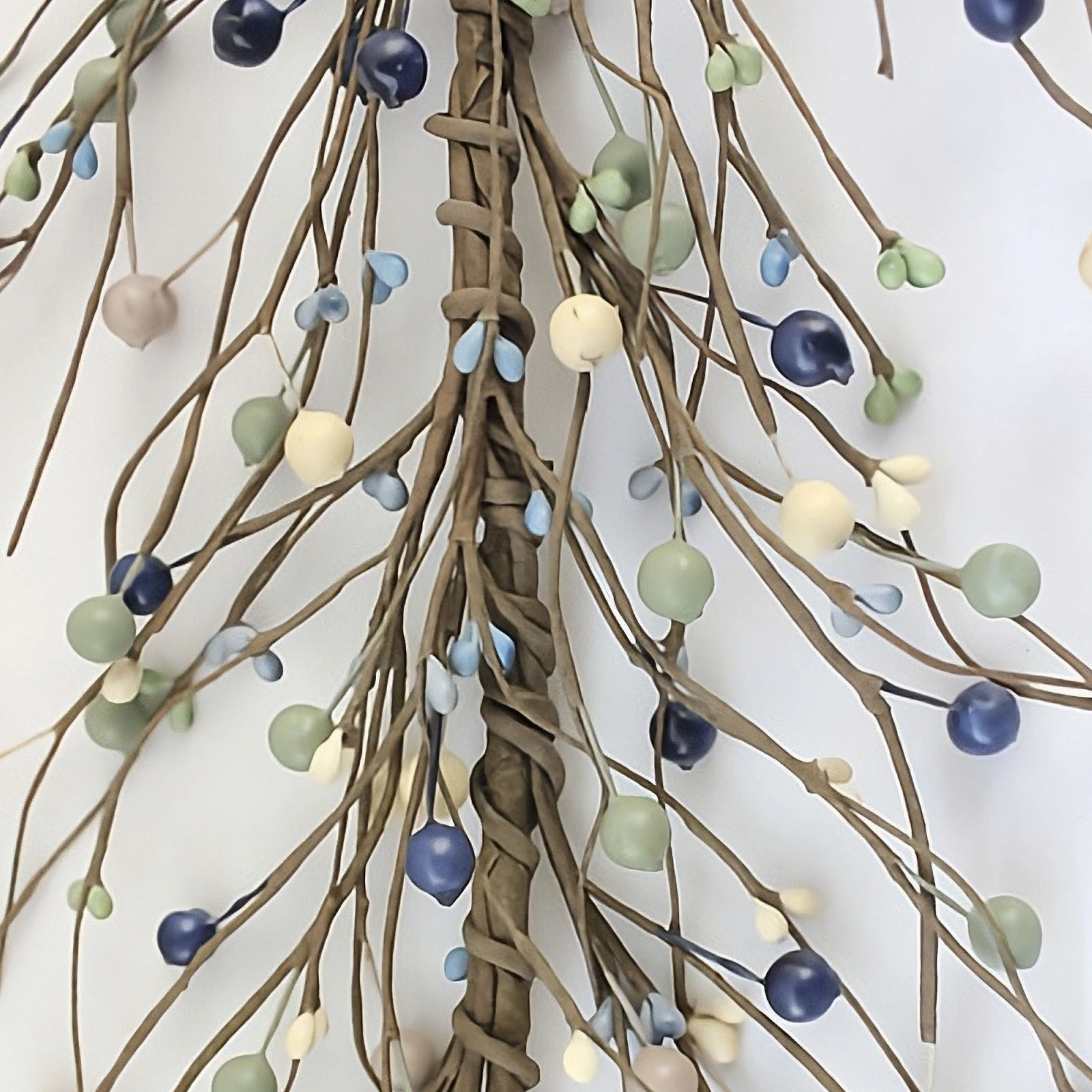Cream Green Blue Grey Berries Garland | EV-49R 1 Cream green blue gray pip berry garland for farmhouse and primitive home decor