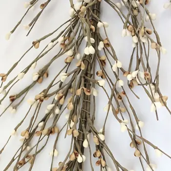 Cream and mustard pip berry garland for primitive farmhouse and rustic country home décor