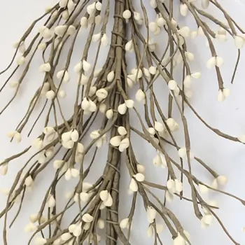 Cream pip berry garland for primitive farmhouse and rustic country home decor