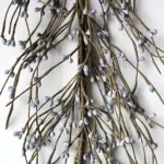 Lilac pip berry garland for primitive farmhouse decorating on mantels, shelves, tables, and seasonal displays