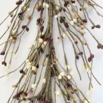 Mustard burgundy and cream pip berry garland for primitive farmhouse, country and seasonal home decor