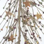 Mustard burgundy and green pip berry garland with rusty metal stars for primitive farmhouse and country home decor