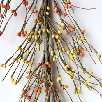 Orange and yellow pip berry garland, 5-foot farmhouse-style artificial berry decoration for fall and Thanksgiving décor