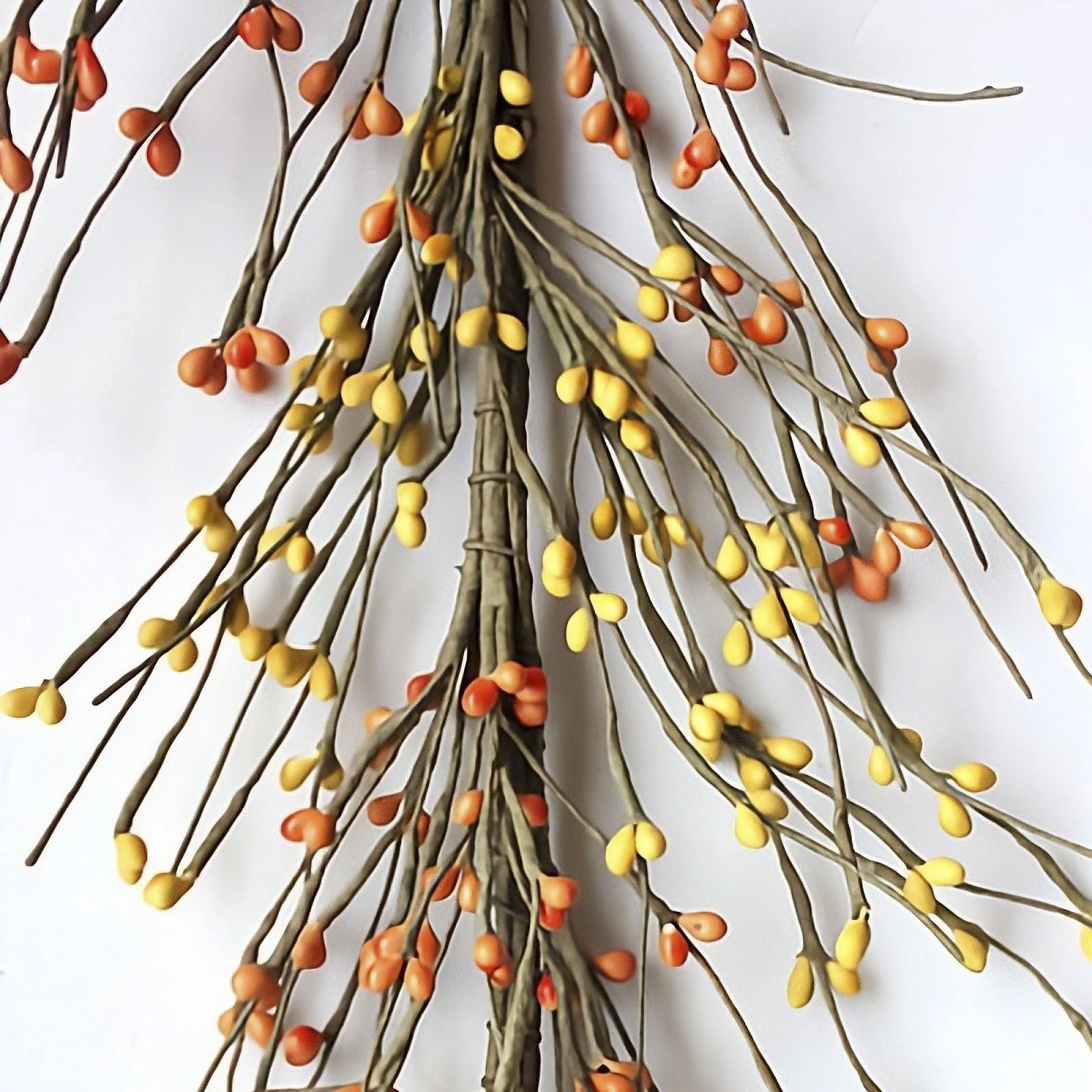 Orange & Yellow Pip Berry Garland 5 Ft | EV-1009R 1 Orange and yellow pip berry garland, 5-foot farmhouse-style artificial berry decoration for fall and Thanksgiving décor