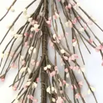 Pink and cream pip berry garland, 5 feet long, handmade primitive farmhouse decorative garland for home and seasonal decor