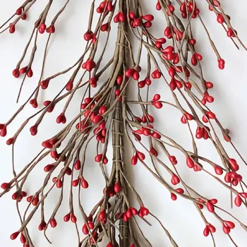 Red pip berry garland used in rustic country farmhouse home decor