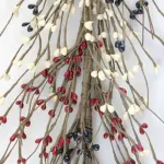 Red blue and cream patriots pip berry garland for primitive country farmhouse decor