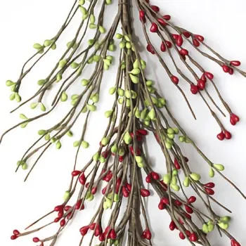Red and green pip berry garland for farmhouse holiday decor