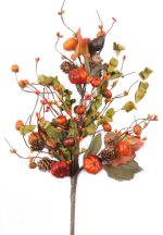 EV-094B - 17" Orange Berry with Pumpkin, Acorn, and Green Pine Bush