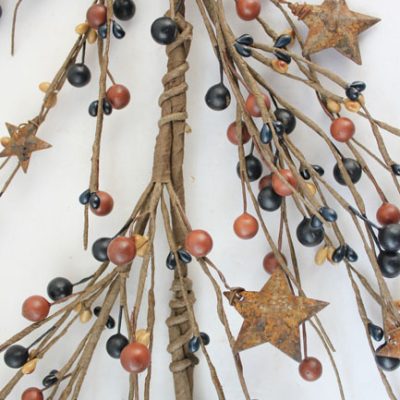 EV-116N - Brown, blue, and mustard berry garland with rusty stars