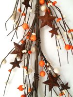 EV-128N - Orange and cream berry garland with rusty stars