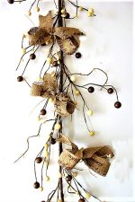 EV-127N Holly Ivory & Chocolate Colored Berries Garland