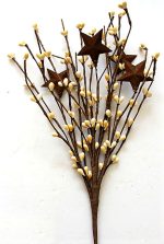 EV-502N 18" Red Holly Berries Pick with Rusty Stars