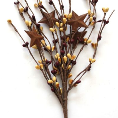 EV-508N 18" Burgundy and Mustard Color Holly Berries with Rusty